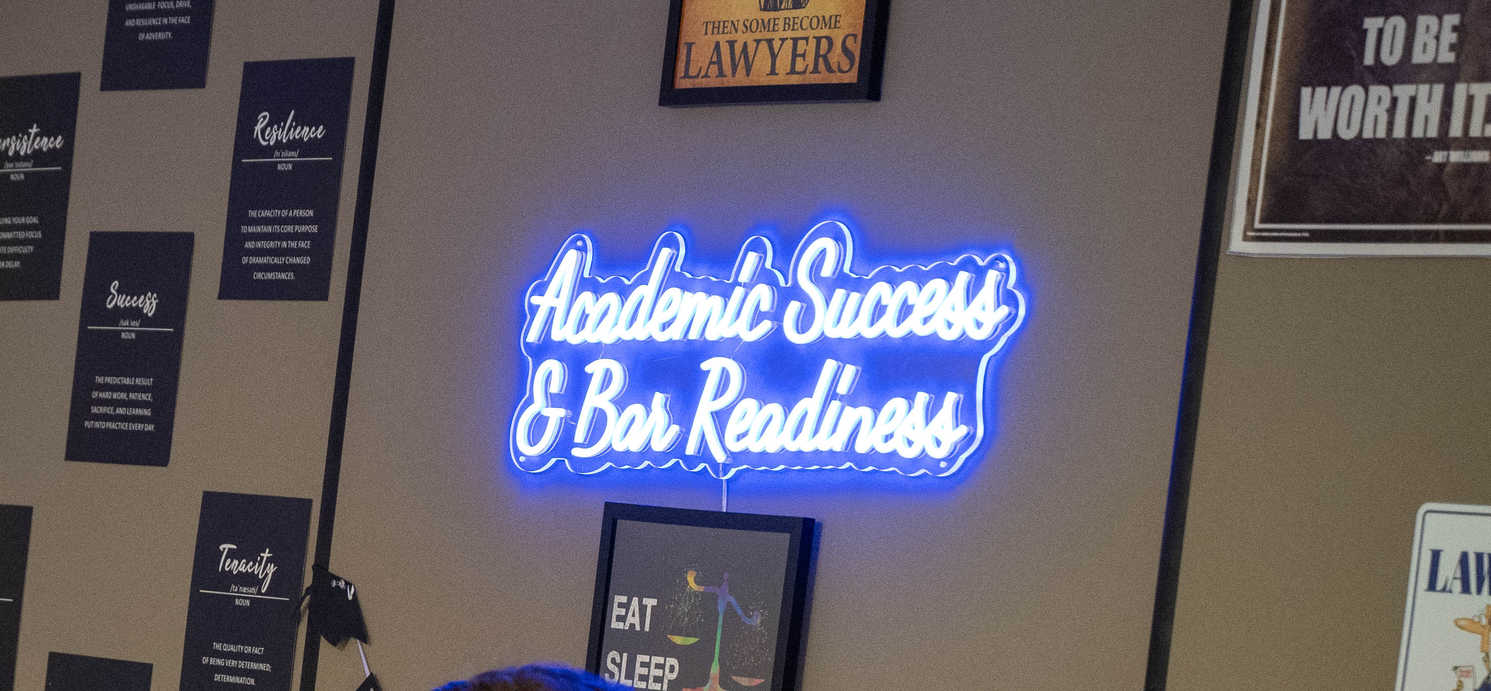 neon academic success and bar readiness sign