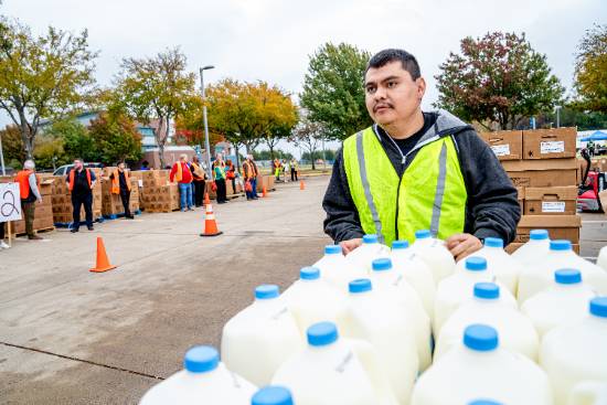 student with milk