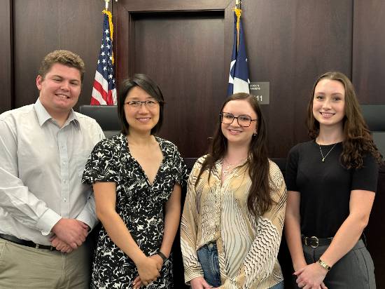 The 2024 UNT Dallas College of Law Nuremberg Moot Court Team (left to right) Rian Nealon, Kris Lu, India Carroll, Madysen Byson 