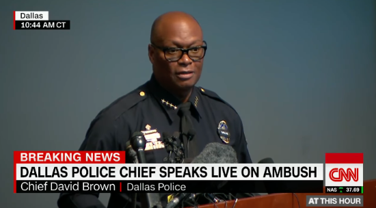 Dallas Police Chief David Brown During a Press Conference Following the Killings of Five Officers During an Ambush in July 2016.   (Courtesy: CNN)