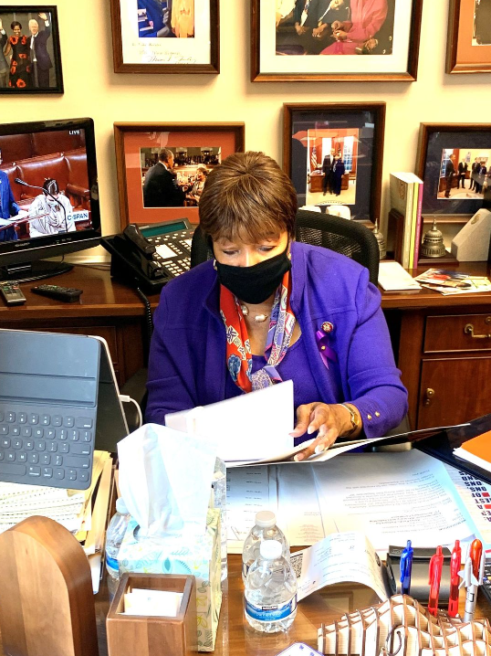 Congresswoman Eddie Bernice Johnson in Her Capitol Hill Office in 2020 During the COVID-19 Pandemic