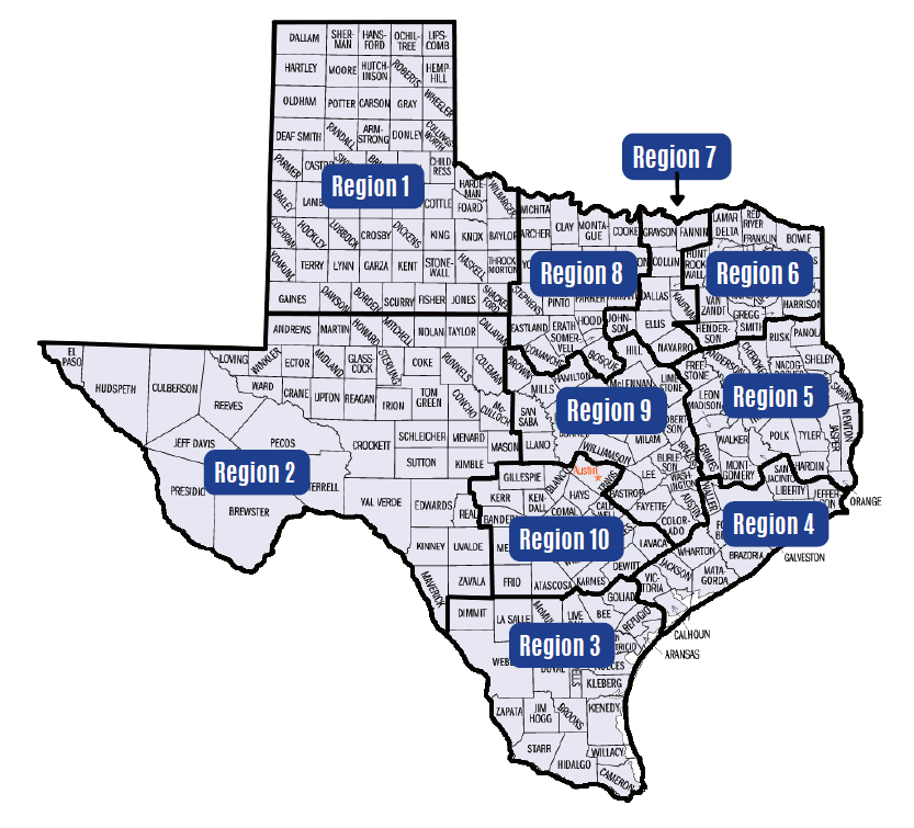 TCOLE Regional Map